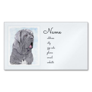 Neopolitan Mastiff Painting - Original Hund Art Magnetiska Visitkort