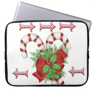 Neopren jul laptopfodral 15 tum, Candycane Laptop Fodral
