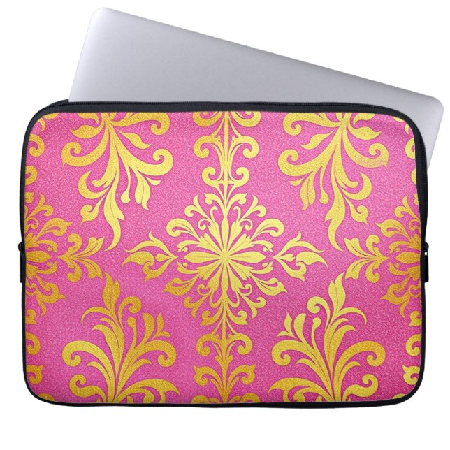 Neoprene Guld Glitter Rosa bärbar dator Fodral (Framsidan)