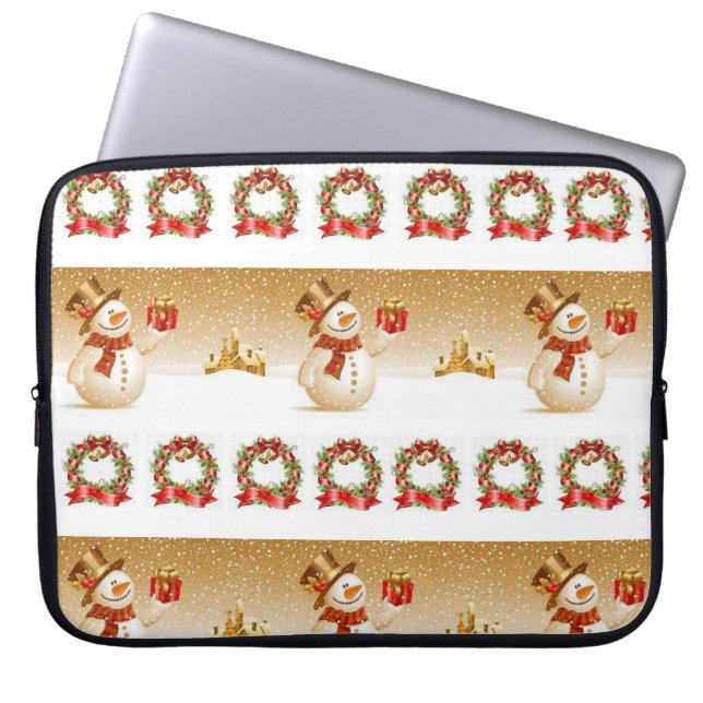 Neoprene jul Laptop sleeve 15 tum, Snögubbe (Framsidan)