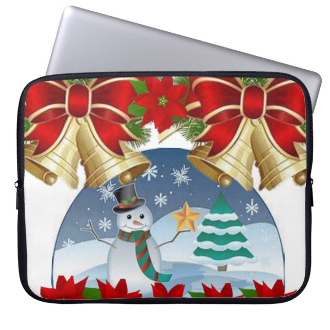 Neoprene jul Laptop sleeve 15 tum, Snögubbe (Framsidan)
