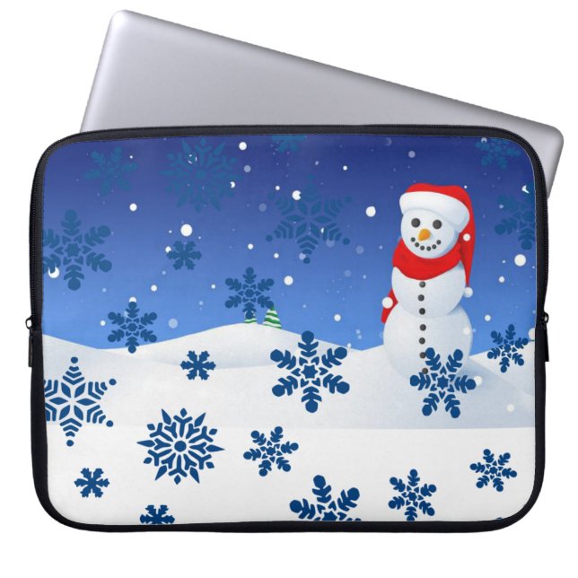 Neoprene jul Laptop sleeve 15 tum, Snögubbe (Framsidan)