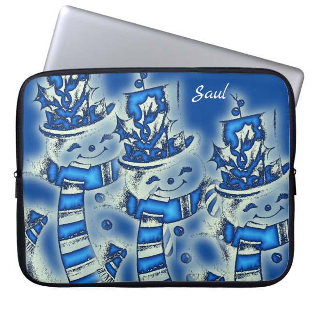 Neoprene jul Laptop sleeve 15 tum, Snögubbe (Framsidan)