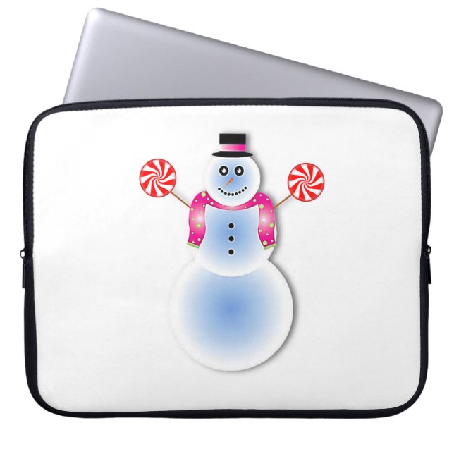 Neoprene jul Laptop sleeve 15 tum, Snögubbe (Framsidan)
