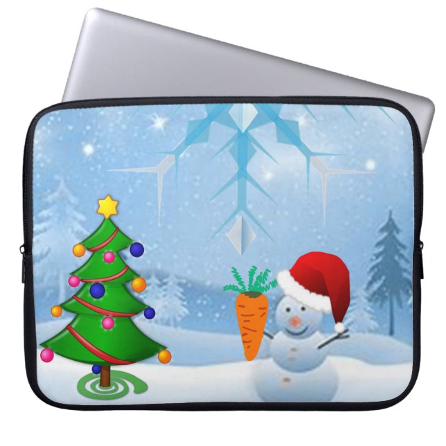 Neoprene jul Laptop sleeve 15 tum, Snögubbe (Framsidan)