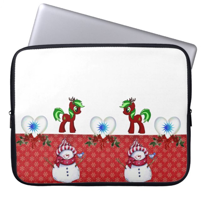 Neoprene jul Laptop sleeve 15 tum, Snögubbe (Framsidan)