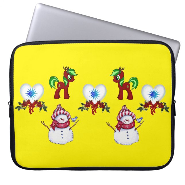 Neoprene jul Laptop sleeve 15 tum, Snögubbe (Framsidan)