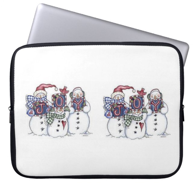 Neoprene jul Laptop sleeve 15 tum, Snögubbe (Framsidan)