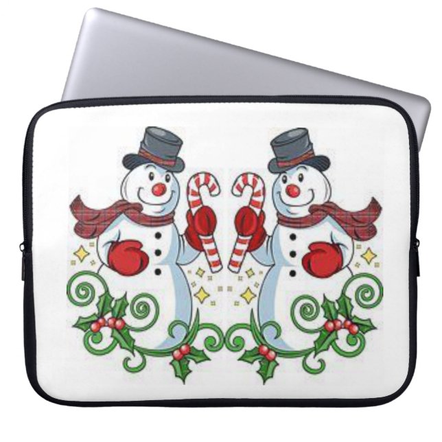 Neoprene jul Laptop sleeve 15 tum, Snögubbe (Framsidan)