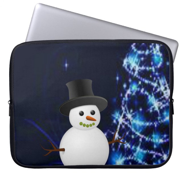 Neoprene jul Laptop sleeve 15 tum, Snögubbe (Framsidan)