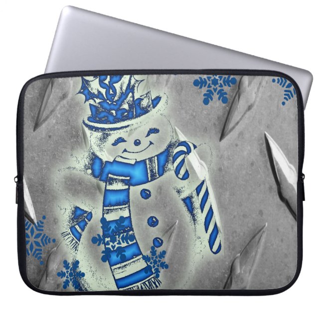 Neoprene jul Laptop sleeve 15 tum, Snögubbe (Framsidan)