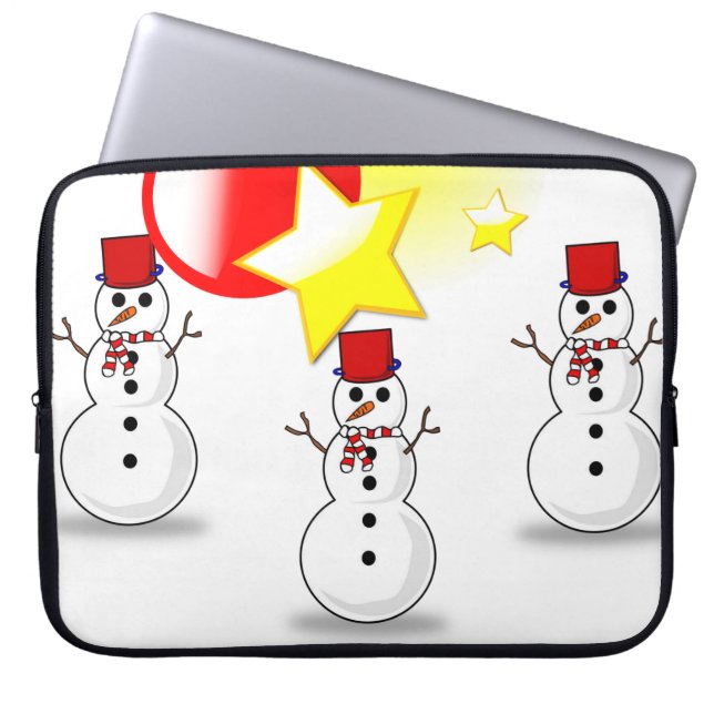 Neoprene jul Laptop sleeve 15 tum, Snögubbe (Framsidan)