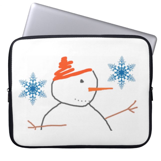 Neoprene jul Laptop sleeve 15 tum, Snögubbe (Framsidan)