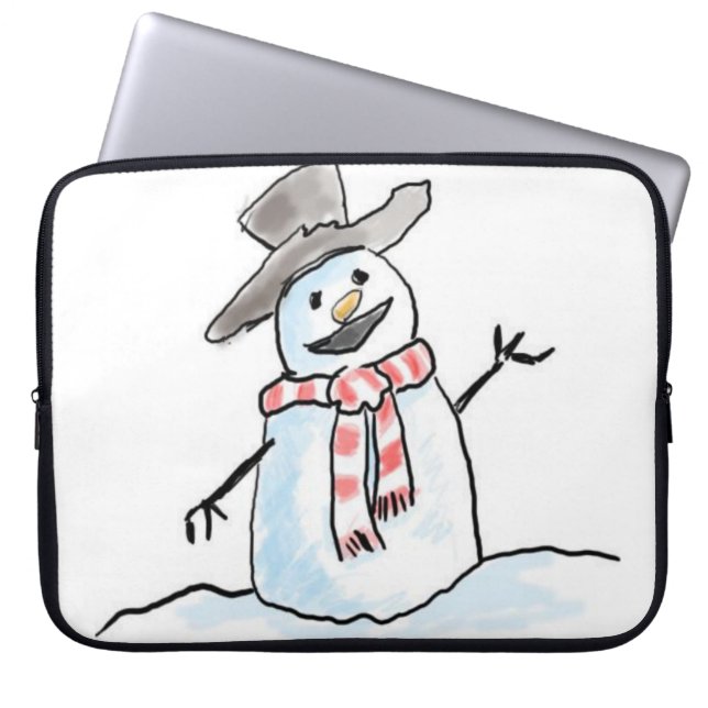Neoprene jul Laptop sleeve 15 tum, Snögubbe (Framsidan)