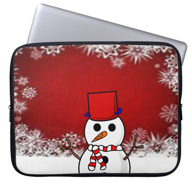 Neoprene jul Laptop sleeve 15 tum, Snögubbe (Framsidan)