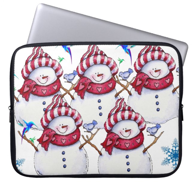 Neoprene jul Laptop sleeve 15 tum, Snögubbe (Framsidan)