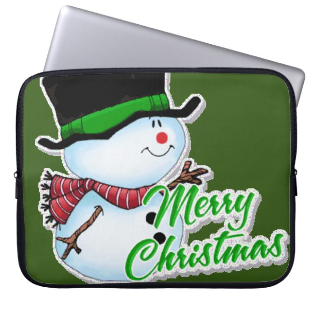 Neoprene jul Laptop sleeve 15 tum, Snögubbe (Framsidan)