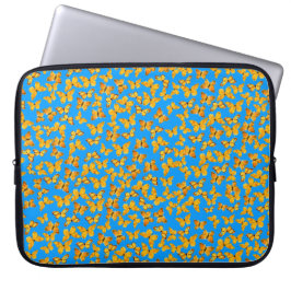 Neoprene Laptop sleeve, Golden Butterflies på Blue Laptop Fodral