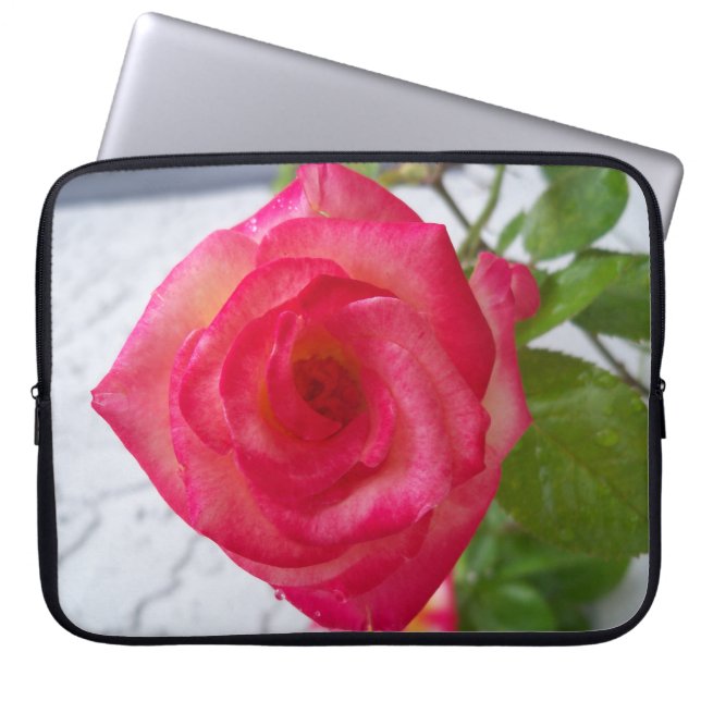 Neoprene-sleeve med rosa ros laptop fodral (Framsidan)
