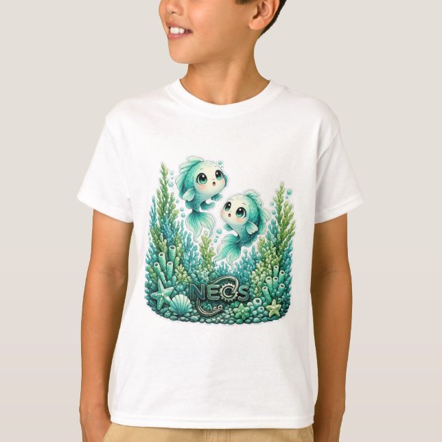 Neos Kawaii Zodiak Fiskarna T Shirt (Framsida)