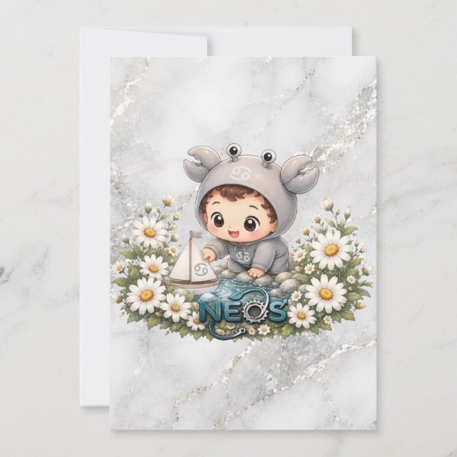 Neos Kawaii Zodiak Kräftan Inbjudningar (Framsida)