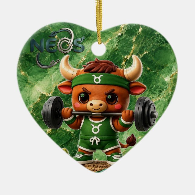 Neos Zodiac Kawaii Oxen Julgransprydnad Keramik (Framsidan)