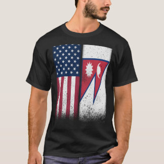 Nepal American Flaggor Proud USA Nepal T Shirt
