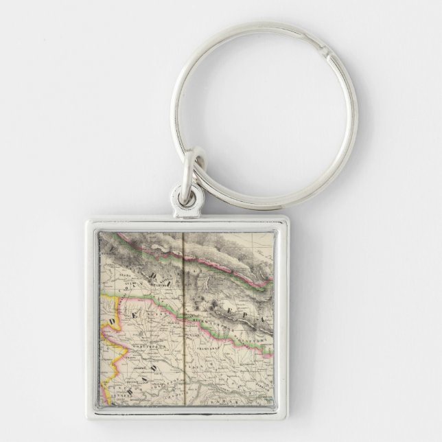 Nepal, Asien 83 Fyrkantig Silverfärgad Nyckelring (Framsidan)