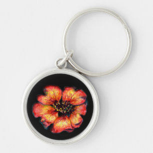Nepal Cinquefoil Flower Keychain Rund Silverfärgad Nyckelring