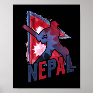 Nepal Cricket Jersey Nepalesisk Flagga Supporter C Poster