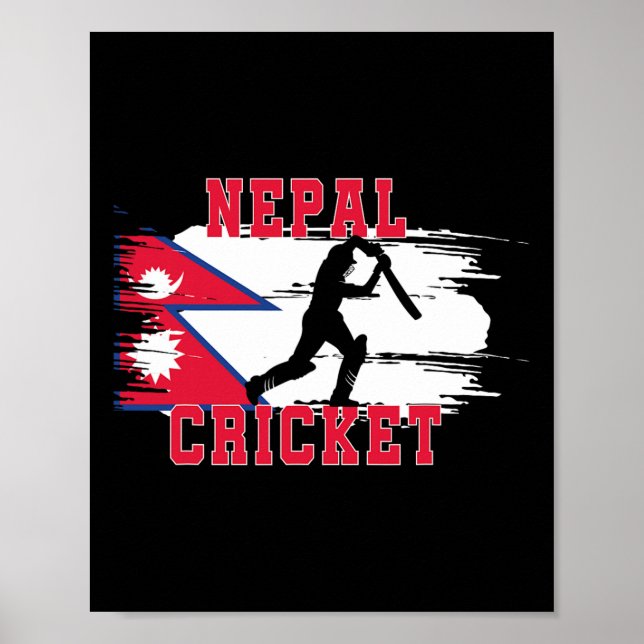 Nepal Cricket Nepal Cricket Fans Nepal Flagga  Poster (Framsidan)