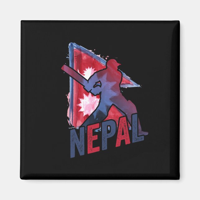 Nepal Cricket Tröja Nepali Flagga Supporter Cricke Magnet (Framsidan)