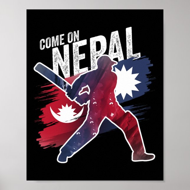 Nepal Cricket tröja Nepali Flagga Supporter Cricke Poster (Framsidan)