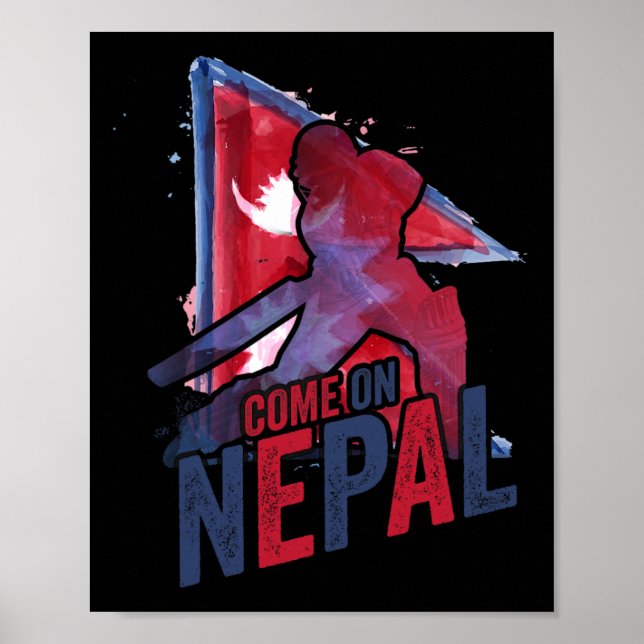 Nepal Cricket Tröja Nepali Flagga Supporter Cricke Poster (Framsidan)