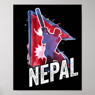 Nepal Cricket Tröja Nepali Flagga Supporter Cricke Poster