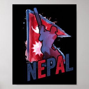 Nepal Cricket Tröja Nepali Flagga Supporter Cricke Poster