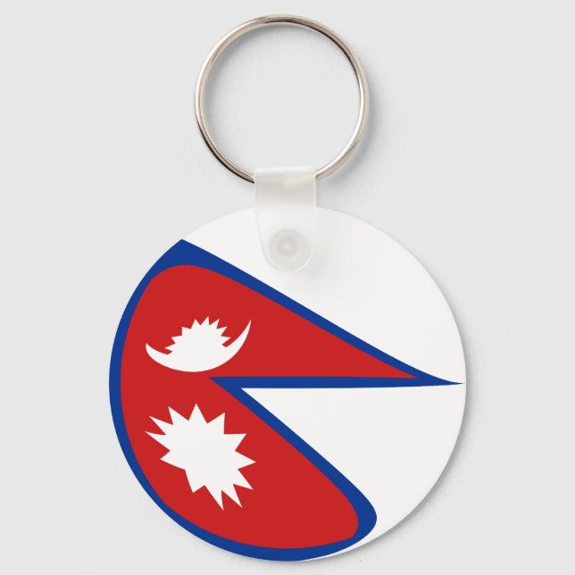 Nepal Fisheye Flagga Keychain Nyckelring (Framsida)