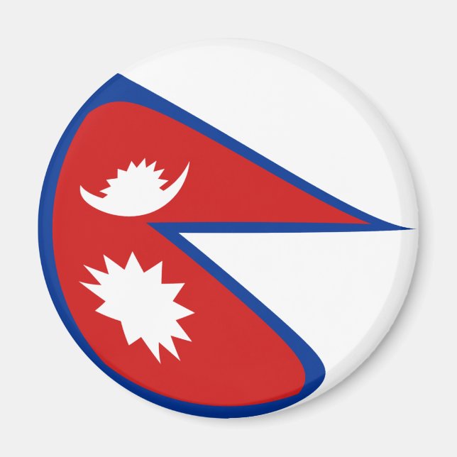Nepal Fisheye Flagga Magnet (Framsidan)