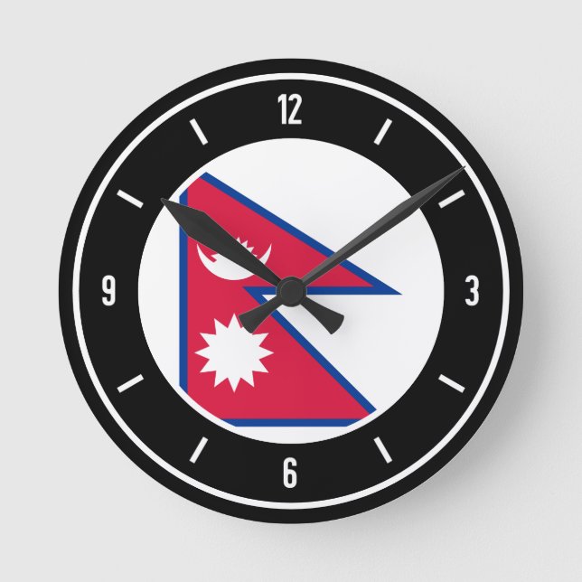 Nepal Flagga Elegant Rund Klocka (Framsida)