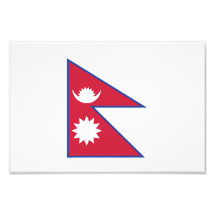 Nepal Flagga Emblem Fototryck