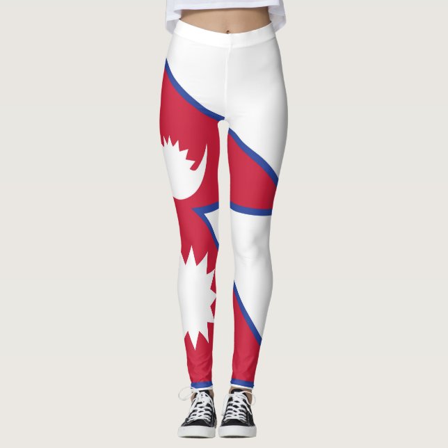 Nepal Flagga Emblem Leggings (Framsida)