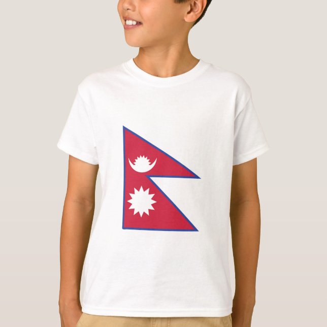 Nepal Flagga Emblem T Shirt (Framsida)