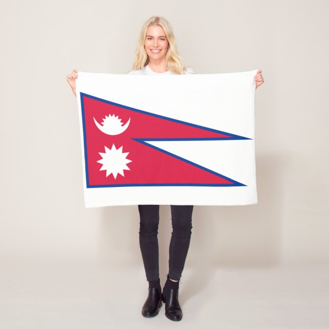 Nepal Flagga Fleecefilt (På plats)