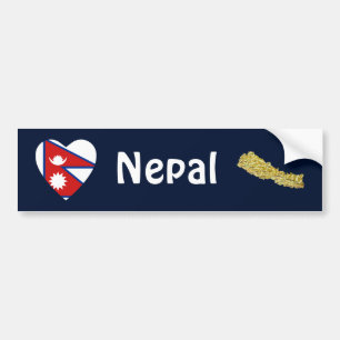 Nepal Flagga Hjärta + Karta Bildäckslapp Bildekal