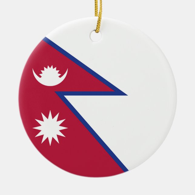 Nepal flagga julgransprydnad keramik (Framsidan)