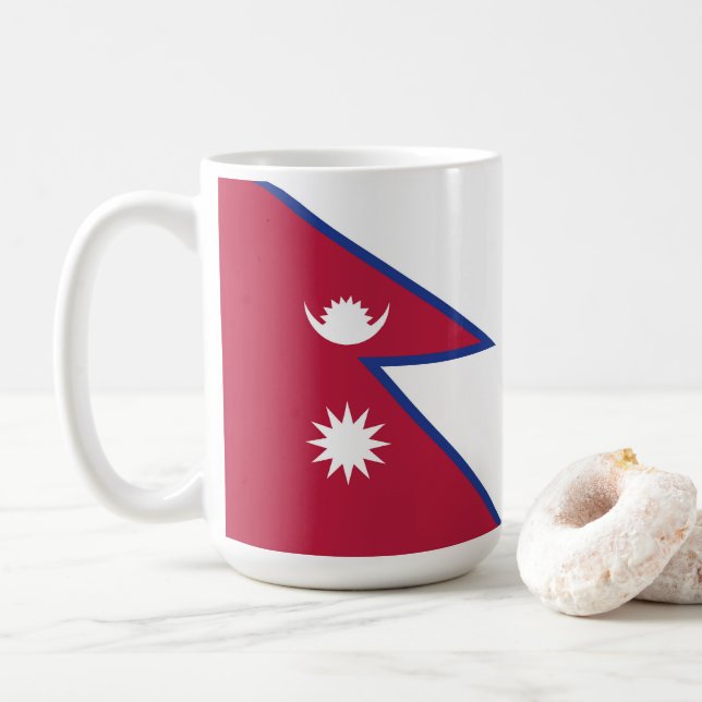 Nepal flagga kaffemugg (Med munk)
