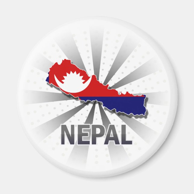 Nepal Flagga Karta 2.0 Magnet (Framsidan)