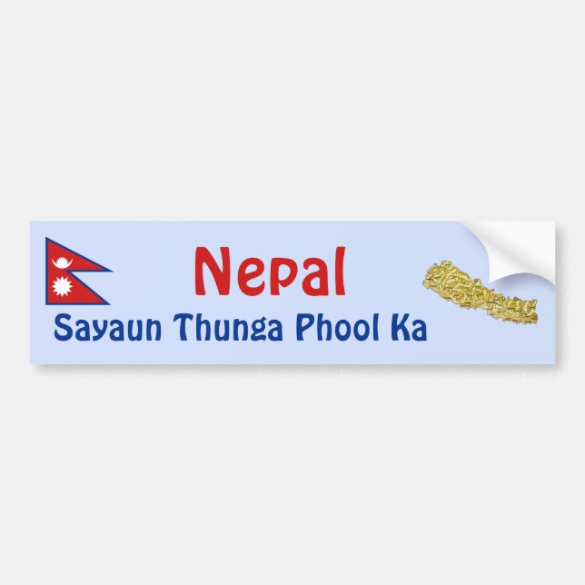 Nepal Flagga + Karta Bumperdekal Bildekal (Framsidan)
