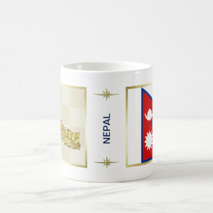 Nepal Flagga + Karta Mugg