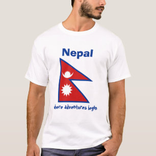 Nepal flagga + Karta + TextT-tröja Tröja